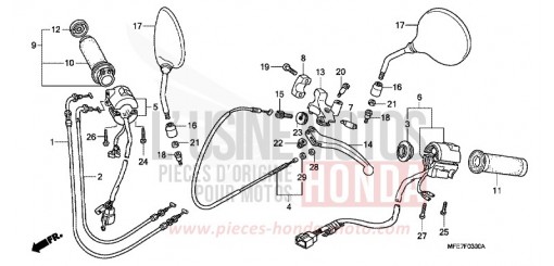 LEVIER DE GUIDON/COMMUTATEUR/CABLE VT750C27 de 2007